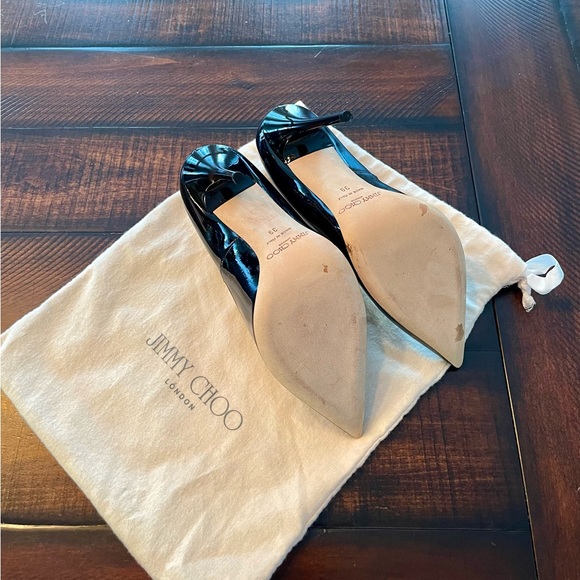 Jimmy Choo Romy 100 Black Patent Leather Pointy Pumps Size 39 - Picture 3 of 4